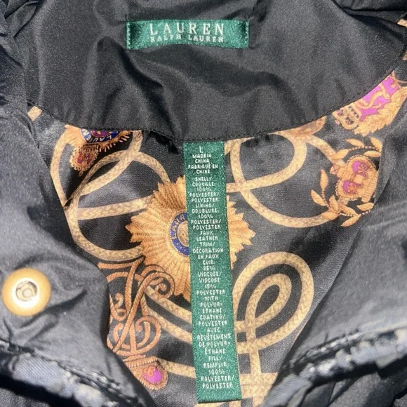 Vintage Ralph Lauren Paisley Chainlink Lined Black Quilted Jacket RARE - Picture 4 of 5